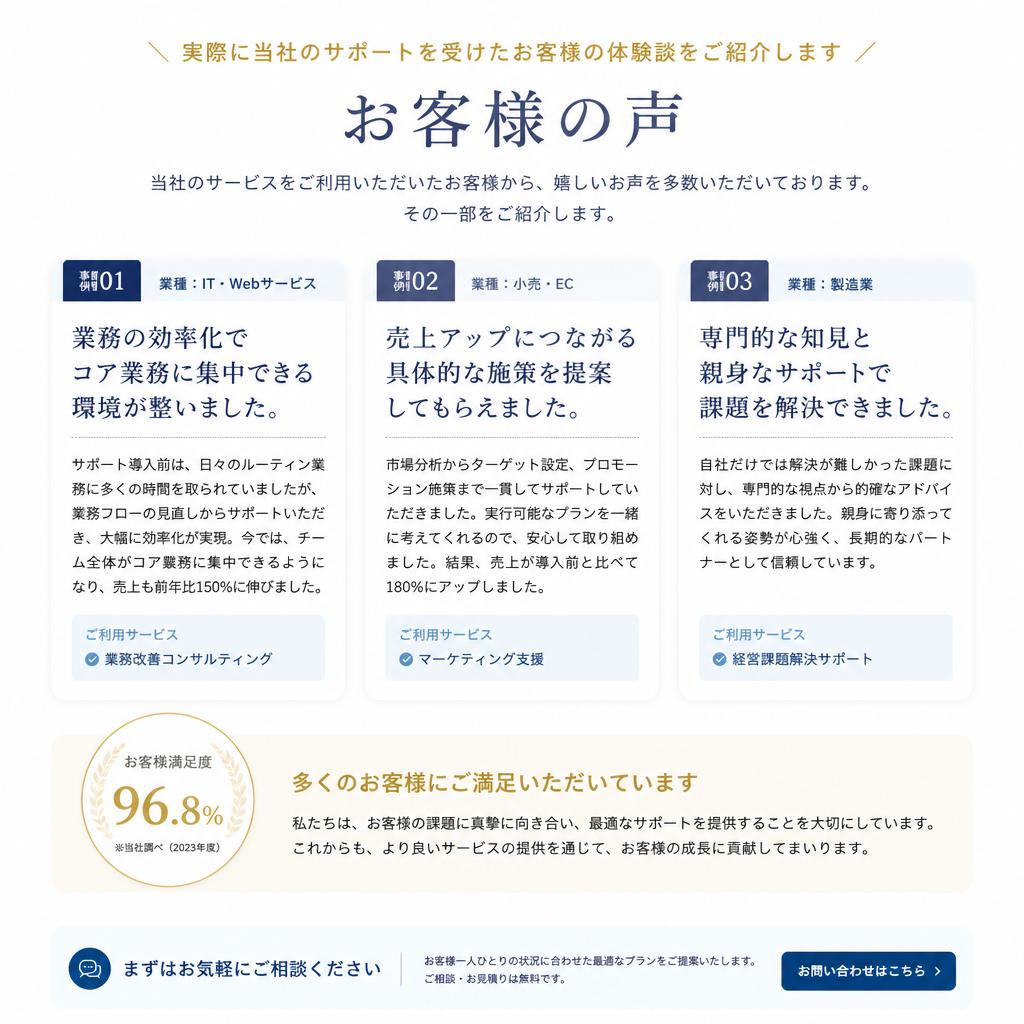 実際のお客様の声